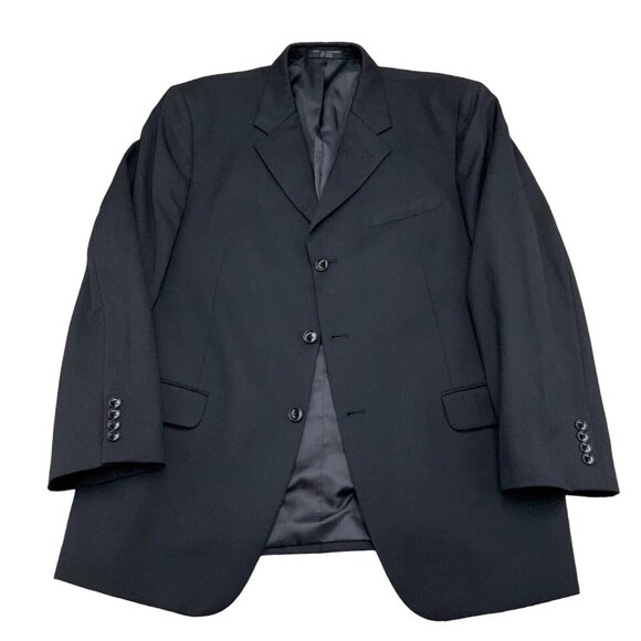 JNY Jones New York‎ Blazer Men 43R Black Classic Career Wool Suit Jacket VTG - Picture 1 of 13